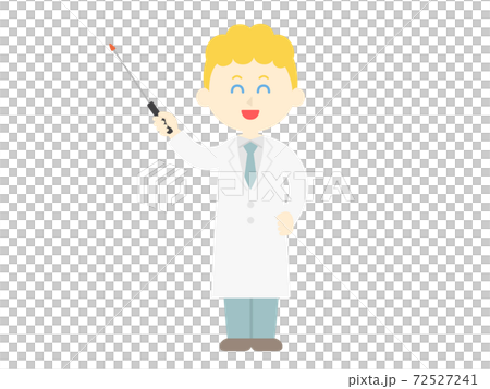 Illustration of a white doctor explaining with a pointer Illustration of a white doctor explaining with a pointer 72527241