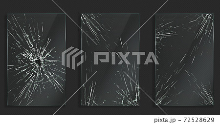 Broken glass frames with cracks and hole 72528629