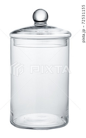 Empty glass storage container isolated on white background Empty glass storage container isolated on white background 72531155