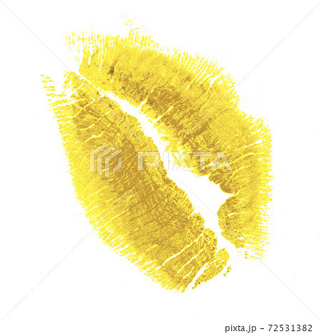 Yellow lips kiss isolated on white background 72531382