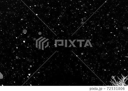 Bokeh white snow on a black night background 72531806