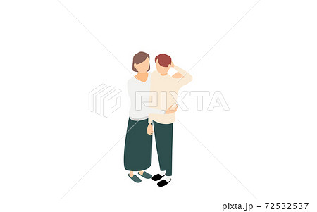 アイソメトリック スキンシップで抱き合う男性と女性のイラスト素材