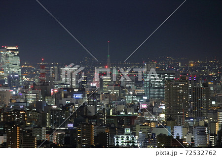 都会の夜景風景 栄地区 テレビ塔 愛知県名古屋市 の写真素材