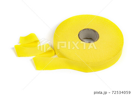 elastic knitted tape yarn for crochet on white background rolled up. elastic knitted tape yarn for crochet on white background rolled up. 72534059