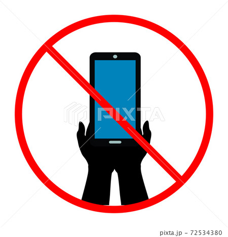 Sign stop no phone. Silhouette of hands with phone 72534380