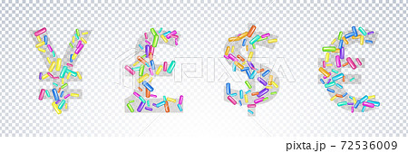 Colorful symbols yen with grains 72536009