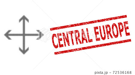 Scratched Central Europe Stamp and Halftone Dotted Expand Arrows Scratched Central Europe Stamp and Halftone Dotted Expand Arrows 72536168