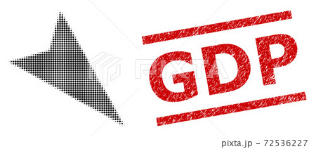 Distress GDP Stamp and Halftone Dotted Arrowhead Right-Down Distress GDP Stamp and Halftone Dotted Arrowhead Right-Down 72536227