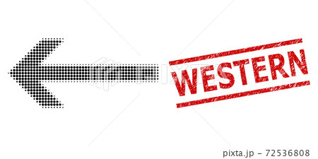Scratched Western Seal and Halftone Dotted Arrow Left Scratched Western Seal and Halftone Dotted Arrow Left 72536808