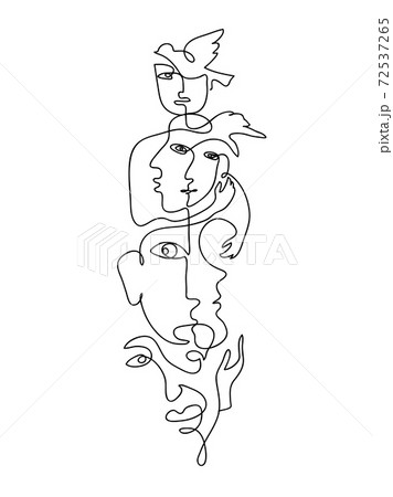 Continuous hand drawing style art. 72537265