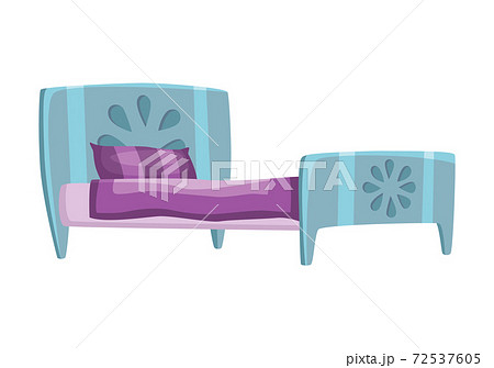 Bed cartoon. Vector illustration of color bed with pillow and cover. Icon of furniture Bed cartoon. Vector illustration of color bed with pillow and cover. Icon of furniture 72537605