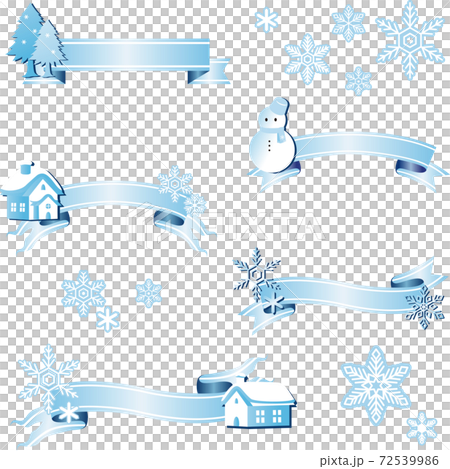 Winter snow ribbon ribbon tape copy space illustration material set 72539986
