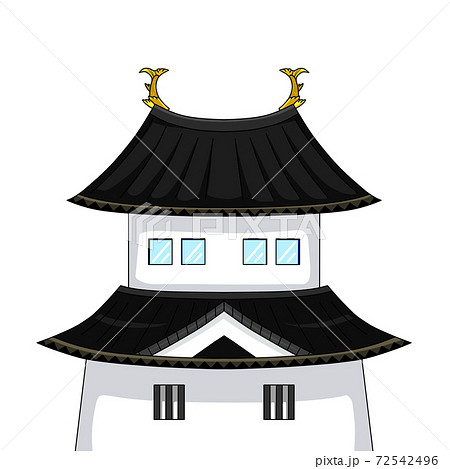 黒色の屋根の日本の城のイラスト素材