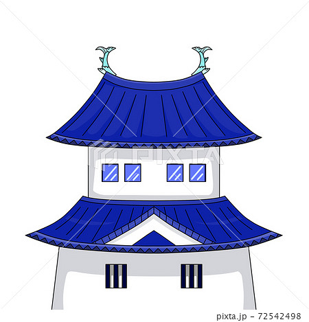 青色の屋根の日本の城 72542498