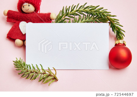 New year greeting card on the rose background 72544697