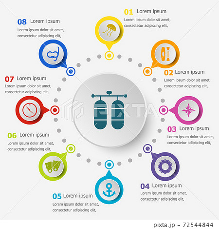 Infographic template with diving icons 72544844