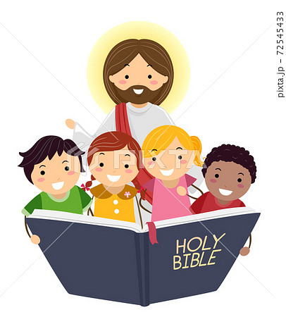 family reading bible illustration