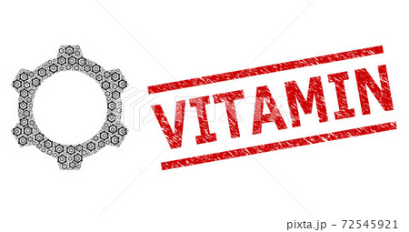 Gear Recursive Mosaic of Gear Items and Scratched Vitamin Stamp 72545921
