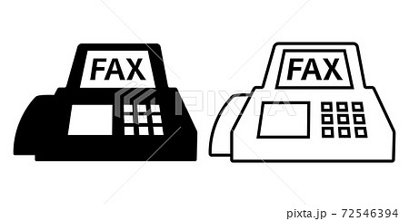 ファックスfaxのベクターアイコンイラスト白黒素材のイラスト素材