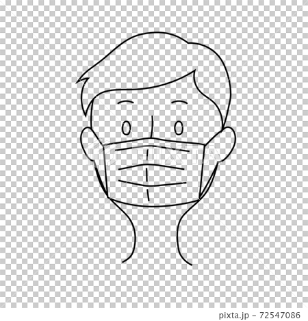 医療用マスクをしている男性のイラスト（衛生・感染症予防） 72547086