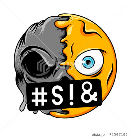 The angry expression with the big eyes changes to the dark skull emoticon The angry expression with the big eyes changes to the dark skull emoticon 72547195