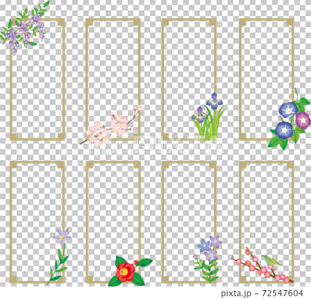 日本花框設置水彩風格 日本花框設置水彩風格 72547604