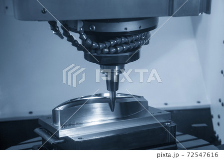 The 5 axis CNC machining center cutting the automotive mold parts. The 5 axis CNC machining center cutting the automotive mold parts. 72547616