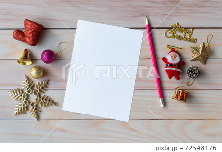 Empty christmas card and Christmas decoration. Christmas and Happy new year concept Empty christmas card and Christmas decoration. Christmas and Happy new year concept 72548176