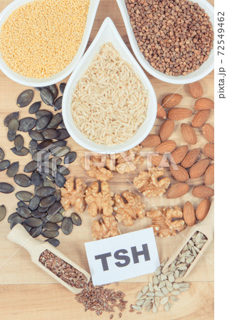 Dietary and beneficial eating for thyroid gland. Food as source vitamins and minerals 72549462