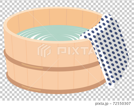 風呂桶と手拭い 温泉のイラスト素材