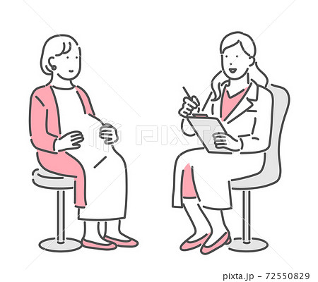 妊婦に説明をする医者のイラスト素材 72550829