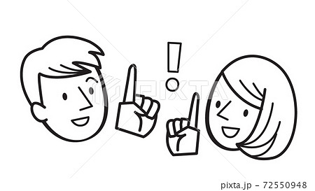 成人男女　表情　線画 72550948