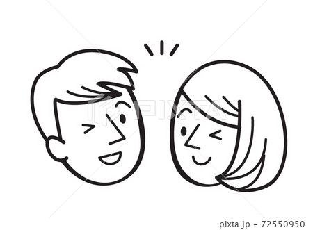 成人男女　表情　線画 72550950
