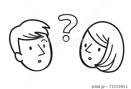 成人男女　表情　線画 72550951