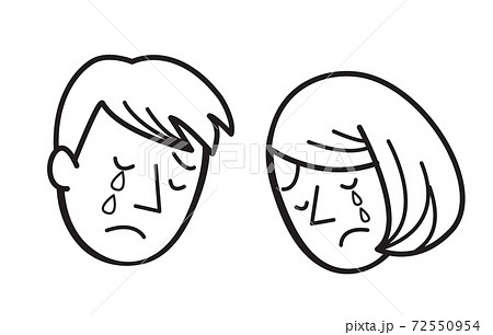 成人男女　表情　線画 72550954
