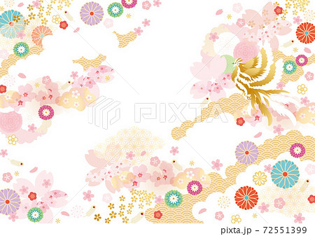 背景素材-和柄桜,鳳凰1 72551399