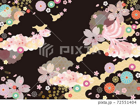 背景素材-和柄桜,鳳凰3 72551404
