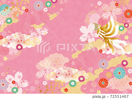 背景素材 和柄桜 鳳凰4テクのイラスト素材