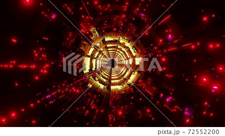 Space particles bubbles red tunnel 3d illustration background wallpaper design artwork 72552200