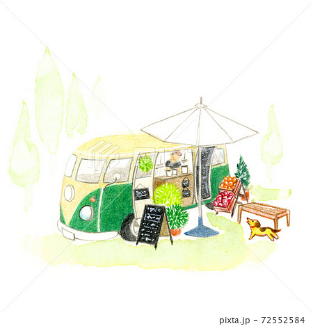 おしゃれなキッチンカーのイラスト素材