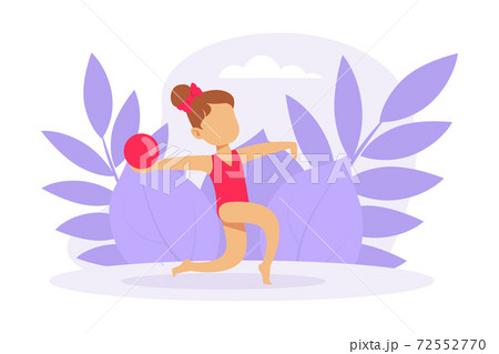 Cute Girl Performing Gymnastic Exercise with Ball, Gymnast Girl Taking Part in Rhythmic Gymnastics Competitions Cartoon Vector Illustration Cute Girl Performing Gymnastic Exercise with Ball, Gymnast Girl Taking Part in Rhythmic Gymnastics Competitions Cartoon Vector Illustration 72552770