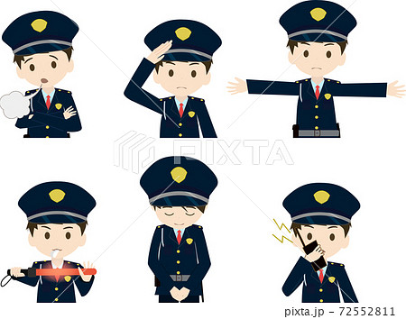 可愛い警備員の表情とポーズのイラストセット1のイラスト素材
