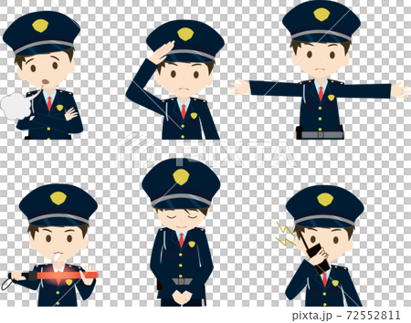 可愛い警備員の表情とポーズのイラストセット1のイラスト素材