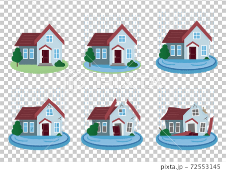 矢量插圖集的房屋遭受洪水破壞 72553145