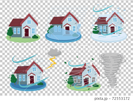 Vector illustration set of houses suffering... - Stock Illustration ...