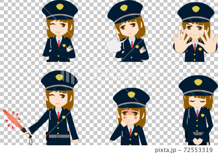 可愛い女の子の警備員のイラストセット1のイラスト素材