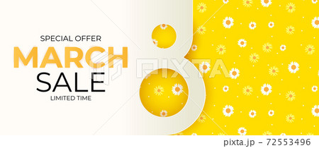 8 March sale banner with Background Design. Template for advertising, web, social media and fashion ads. Poster, flyer, greeting card, header for website Vector Illustration. EPS10 8 March sale banner with Background Design. Template for advertising, web, social media and fashion ads. Poster, flyer, greeting card, header for website Vector Illustration. EPS10 72553496