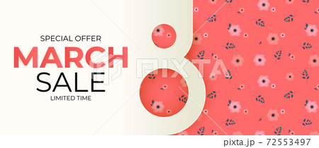 8 March sale banner with Background Design. Template for advertising, web, social media and fashion ads. Poster, flyer, greeting card, header for website Vector Illustration. EPS10 8 March sale banner with Background Design. Template for advertising, web, social media and fashion ads. Poster, flyer, greeting card, header for website Vector Illustration. EPS10 72553497