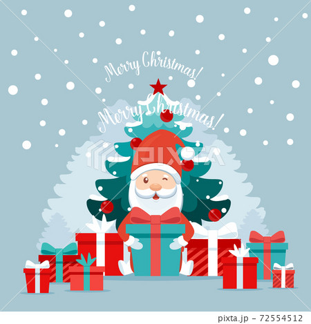 Christmas Santa Claus Cartoon. Merry Christmas and happy new year greeting card. Vector Illustration Christmas Santa Claus Cartoon. Merry Christmas and happy new year greeting card. Vector Illustration 72554512