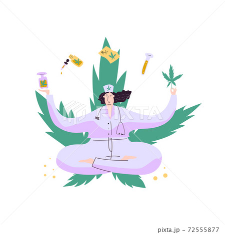 Doctor surrounded by cannabis drugs on marijuana Doctor surrounded by cannabis drugs on marijuana 72555877